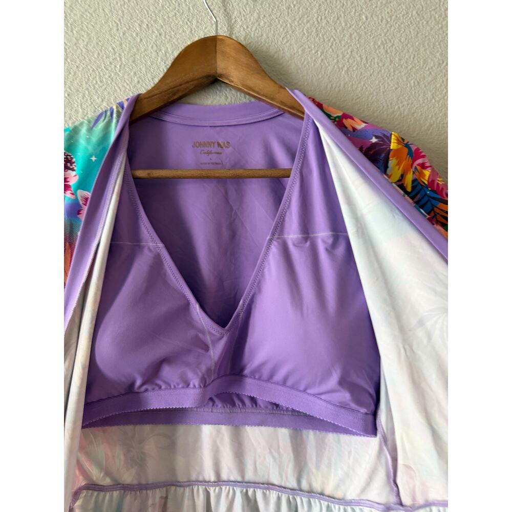 NWT Johnny Was California Wrap Tankini Top Large Tropical Floral Peplum Swim Top - Picture 7 of 10